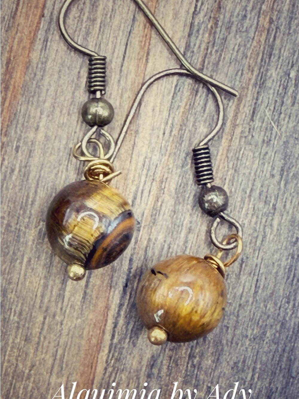 Alquimia Brown Tiger Eye Bead Drop Earrings